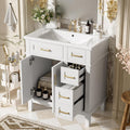 Harper & Bright Designs 30' Bathroom Vanity with Sink, Free Standing Single Basin Vanity Set with 2 Drawers, and Soft-Close Doors, Wood Bathroom Cabinet with Ceramic Basin for Bathroom, White