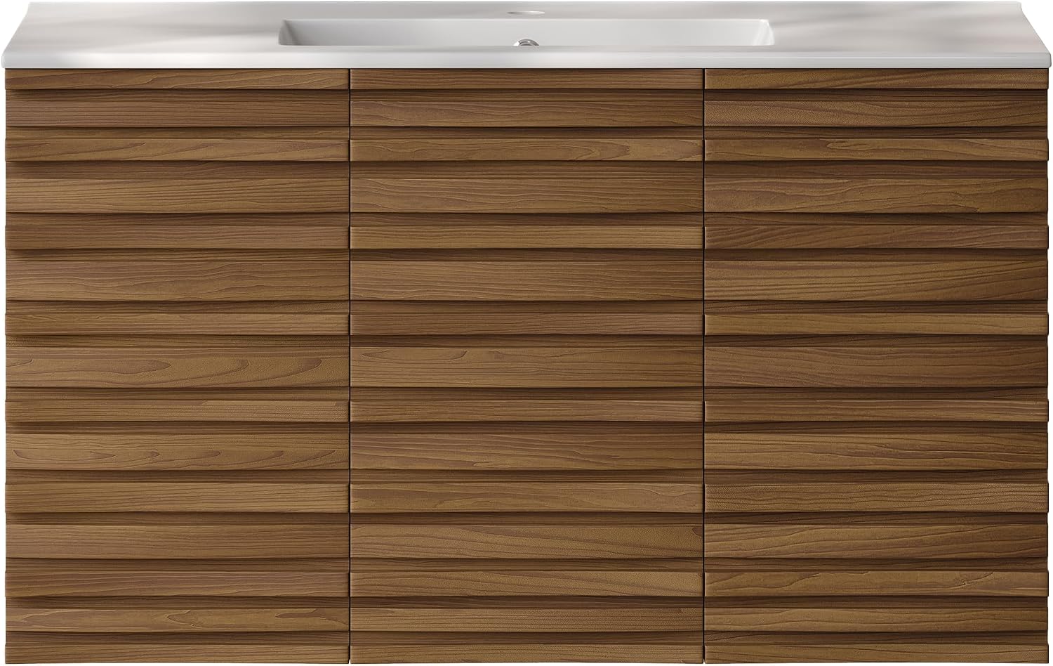 Swiss Madison Cascade 36' Wall-Mounted Bathroom Vanity in Brown Oak with Sink Top