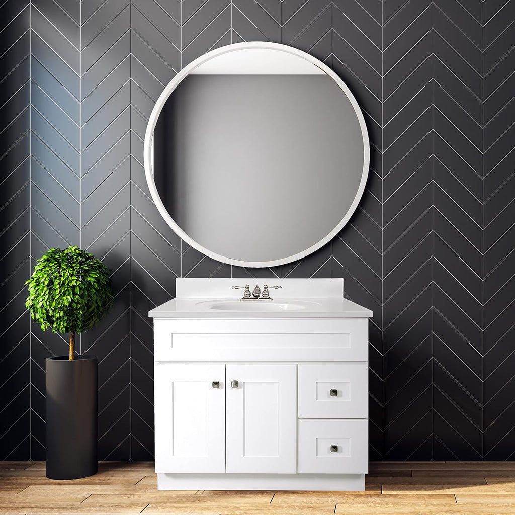 Design House Brookings 37 Inch Bathroom Vanity with Top, Ready to Assemble, Sherwin Williams® White, 585695
