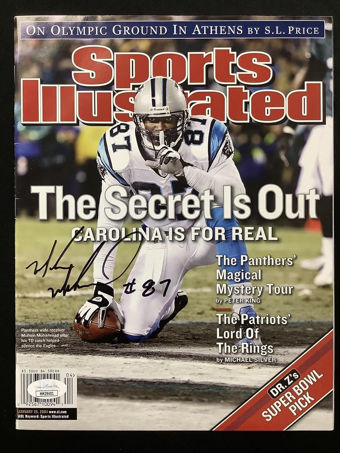Muhsin Muhammad Signed Sports Illustrated 1/26/04 No Label Jaguars Autograph JSA - Autographed NFL Magazines