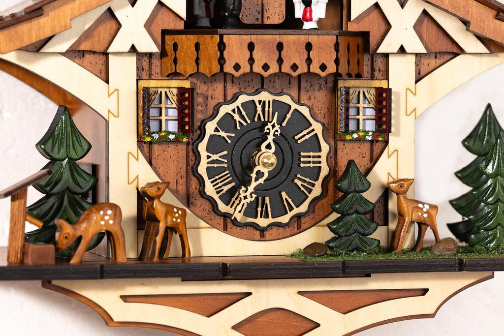 Cuckoo Clock, Black Forest Style Wooden Pendulum Quartz Wall Clock, Volume Control, Night Silent, Gift Package, Professional Service