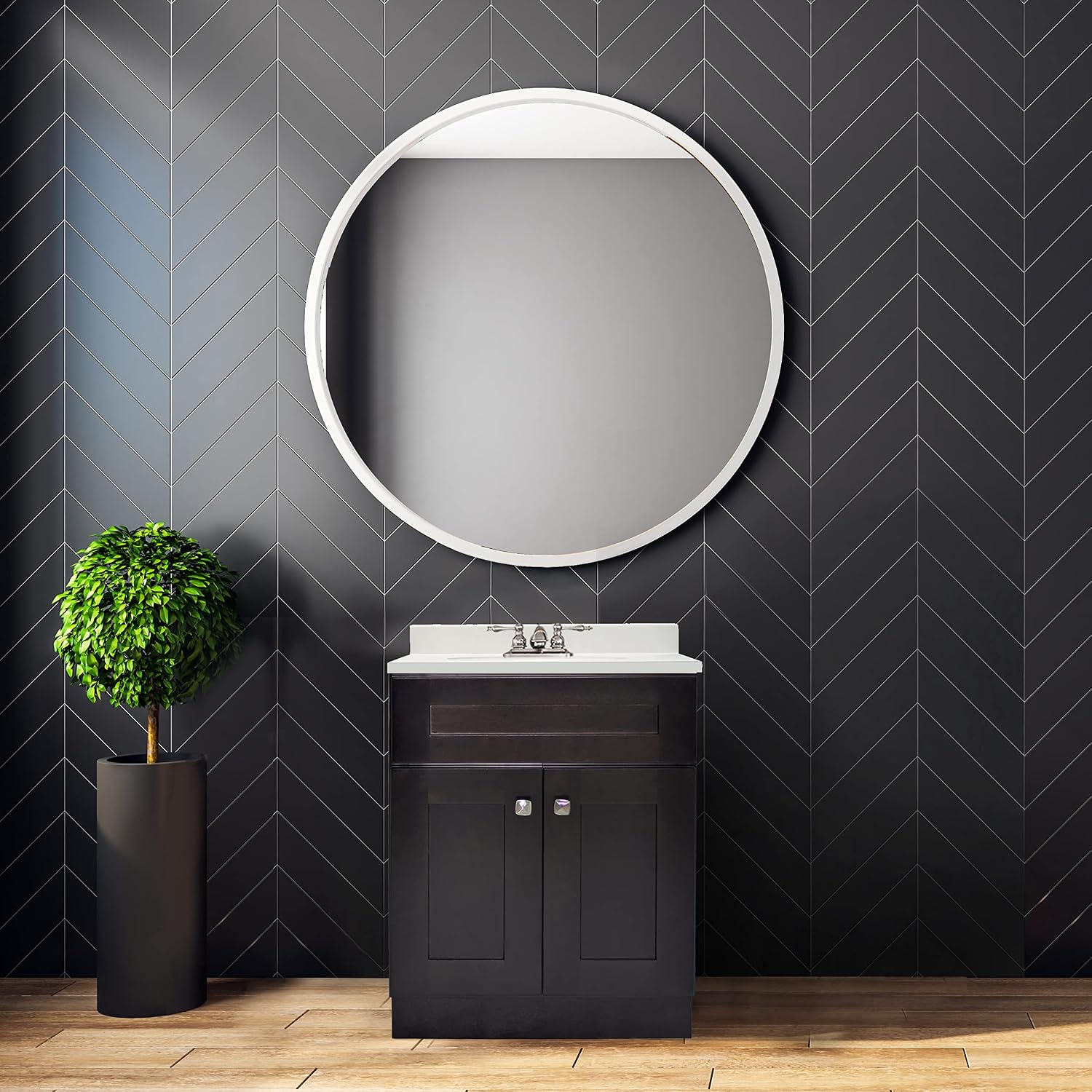 Design House Brookings 25 Inch Bathroom Vanity with Cultured Marble Vanity Top - Unassembled Bathroom Vanity with Sink, Espresso