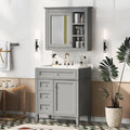 Merax 30' Bathroom Sink Vanity with Matching Medicine Cabinet Combo, Modern Bathroom Storage Cabinet, Freestanding Solid Wood Frame