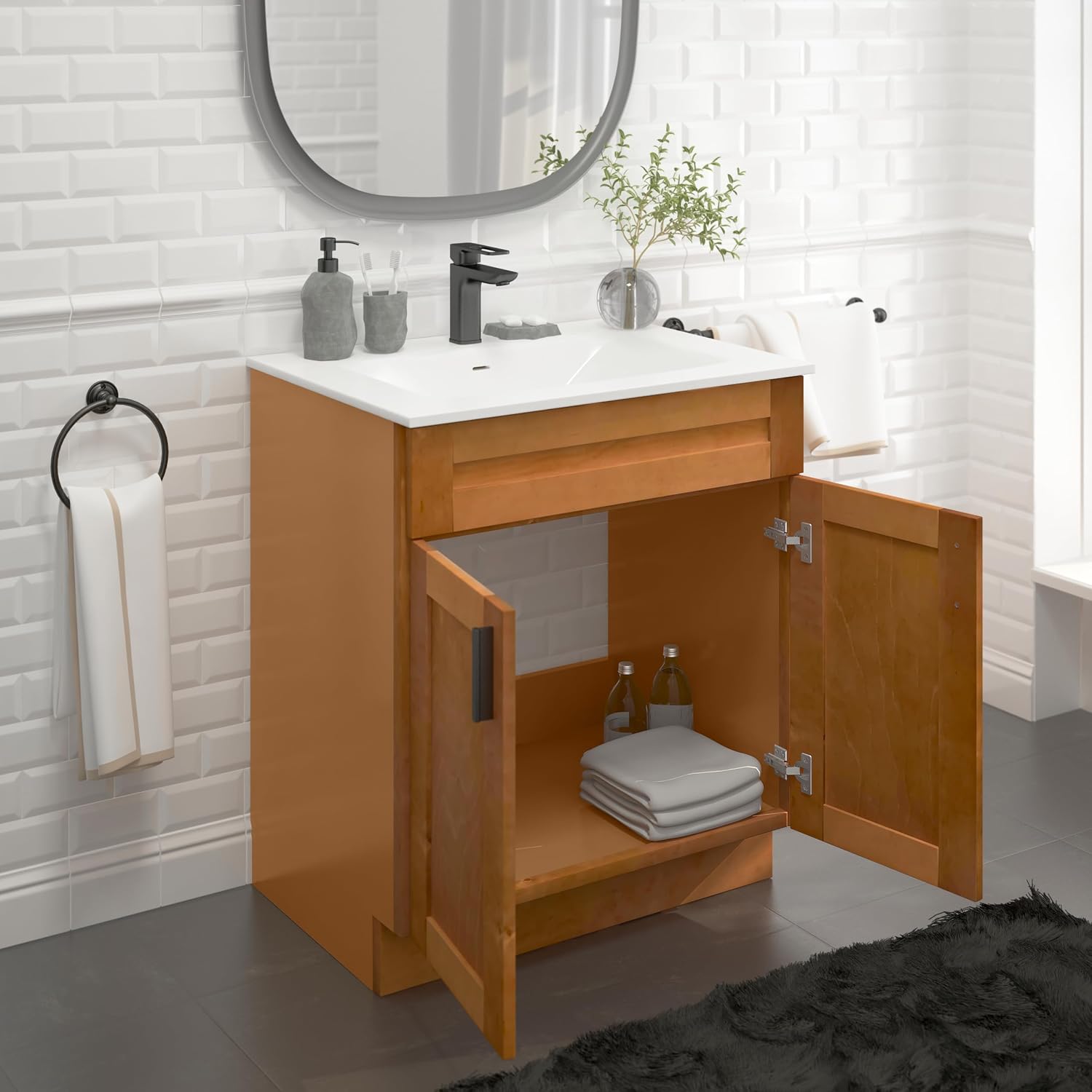 Maple Shaker Sink Base Bathroom Vanity 24'/30'/36' Width (30' Width)