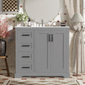 Merax 36' Bathroom Vanity with Ceramic Sink Combo, Freestanding Minimalist Vanities Cabinet & Large Adjustable Shelf and 3 Storage Drawers, Soft Closing Doors, Solid Wood Frame, Gray