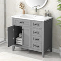 36' Bathroom Vanity with Sink, Bathrooms Vanity witn Top, 36 Inch Vanity and Sink Bathroom Vanity with Countertop, 3 Drawers and 2 Doors for Bathroom No Mirror (Grey)