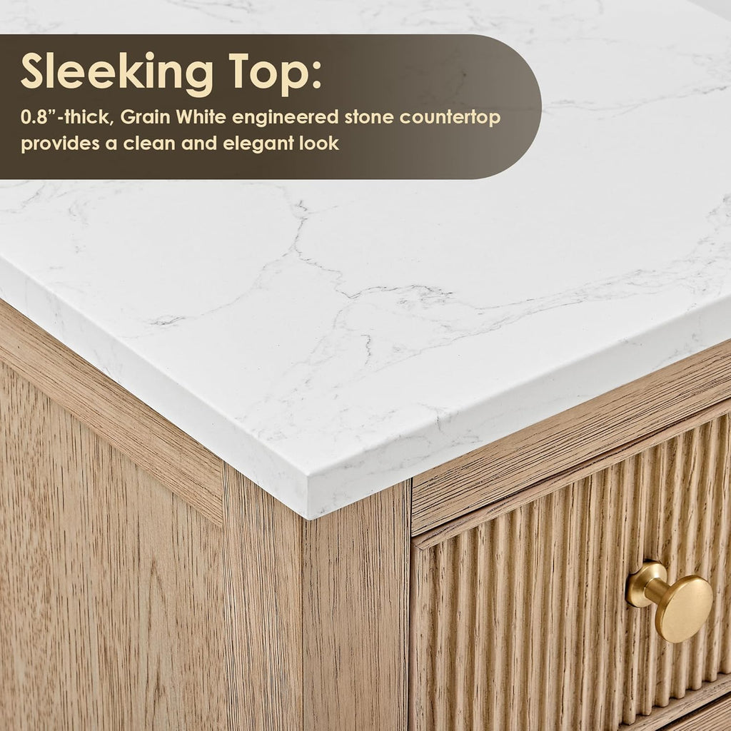 Cerrito 36' Wood Vanity in Nature Oak Engineered Stone Top no Mirror