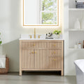 Cerrito 42' Wood Vanity in Natural Oak Grain Engineered Stone Top no Mirror