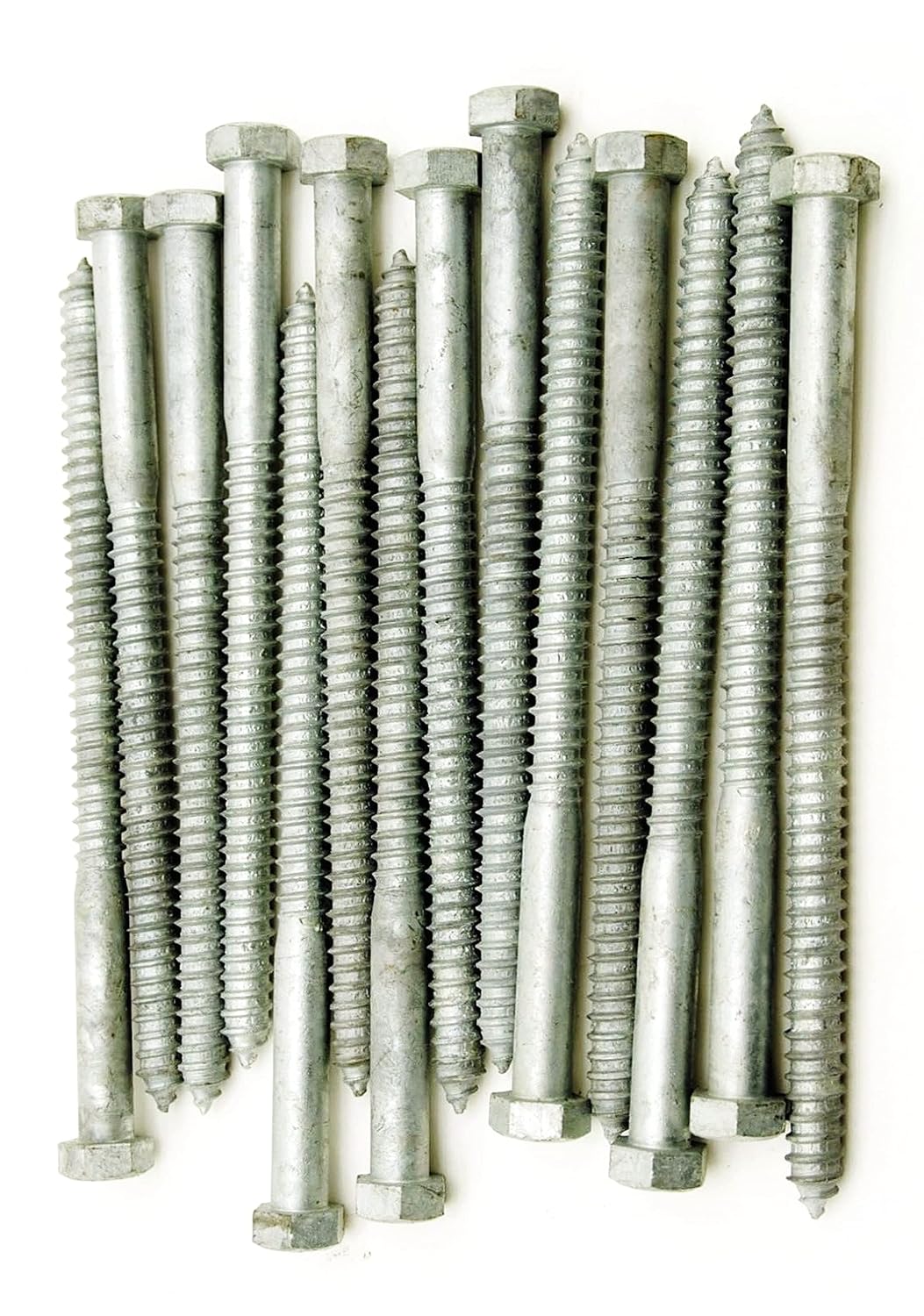 New Pack of (10) Galvanized Hex Head 5/8 x 10 Lag Bolts Wood Screws Multi-Purpose Comprehensive Hardware Fastener Assortment Kit MoPNEM03007