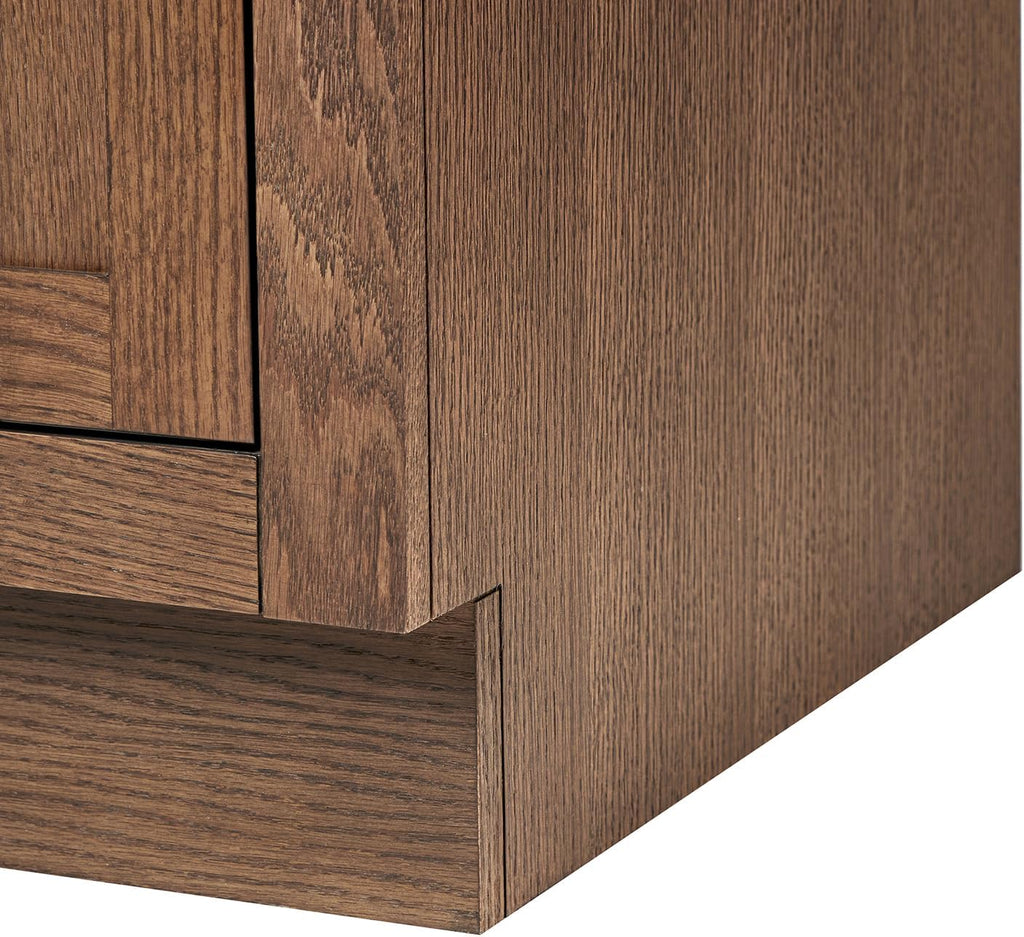 ARIEL Hepburn 48-inch Bathroom Vanity with Sink,Solid Wood, 1.5-inch Pure White Quartz Countertop, Single Rectangular Porcelain Sink, 2 Soft Closing Doors, 9 Dovetail Drawers, Brown Oak