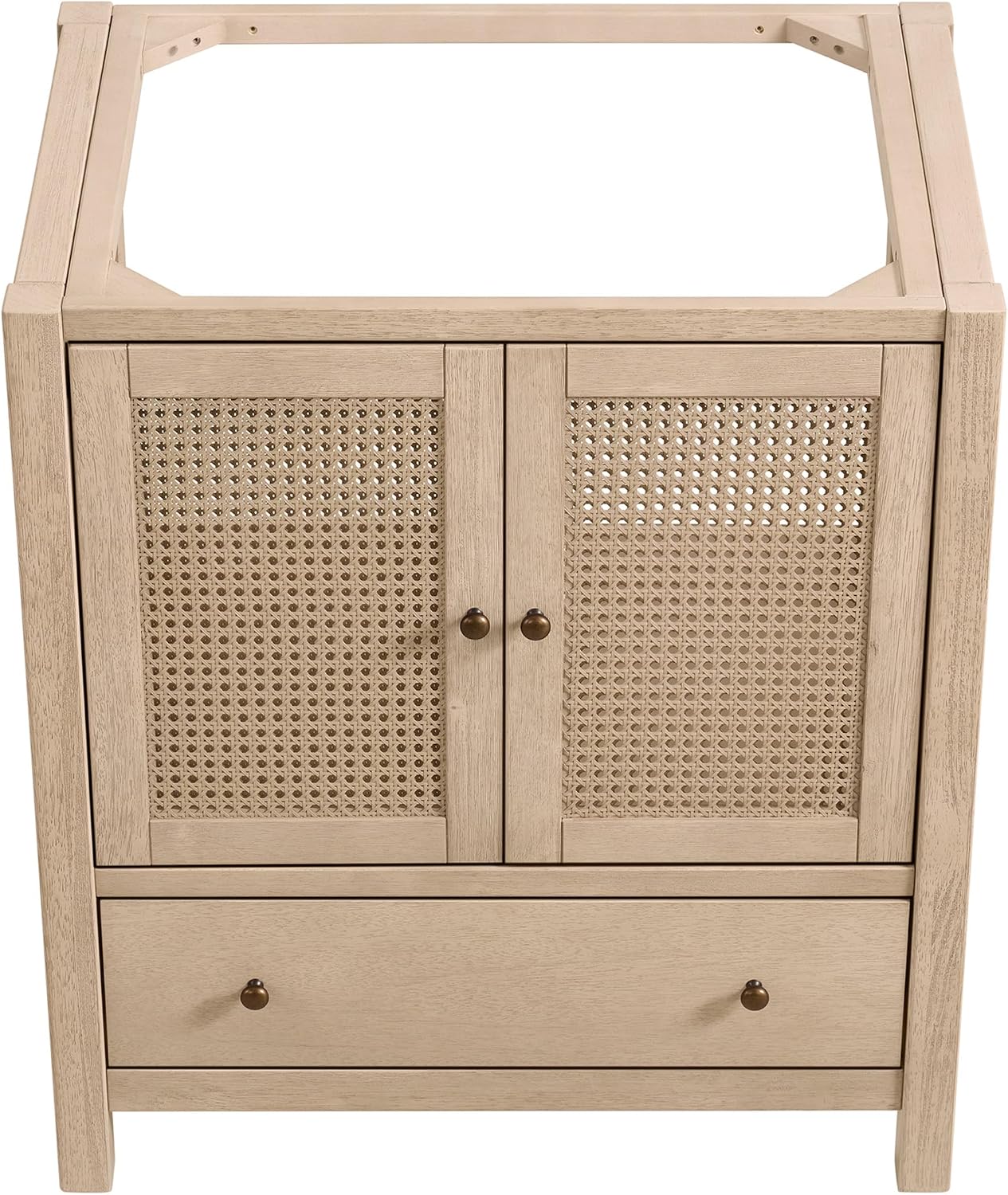 Alaterre Furniture Lucca Bathroom Vanity - Freestanding Cabinet Without Sink - 30 Inch Small Wood Bathroom Vanity with Large Drawer and Soft-Close Doors - Under Sink Cabinet Only (Natural)