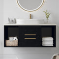 40 Inch Modern Bathroom Vanity Floating Bathroom Vanities with Above Oval Sink 40' Wall Mounted Bathroom Sink Cabinet with 2 Drawers & 2 Open Shelves & Gold Metal Handle, Black
