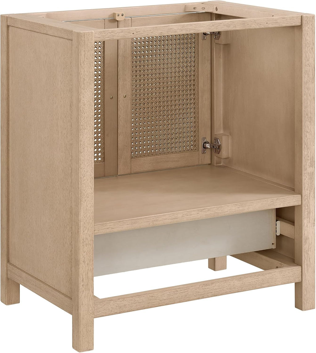 Alaterre Furniture Lucca Bathroom Vanity - Freestanding Cabinet Without Sink - 30 Inch Small Wood Bathroom Vanity with Large Drawer and Soft-Close Doors - Under Sink Cabinet Only (Natural)