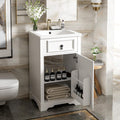 Harper & Bright Designs 20' Bathroom Vanity with Sink, Free Standing Single Basin Vanity Set with Soft Close Door & Adjustable Shelf, Solid Wood Storage Cabinet with Ceramic Basin for Bathroom, White