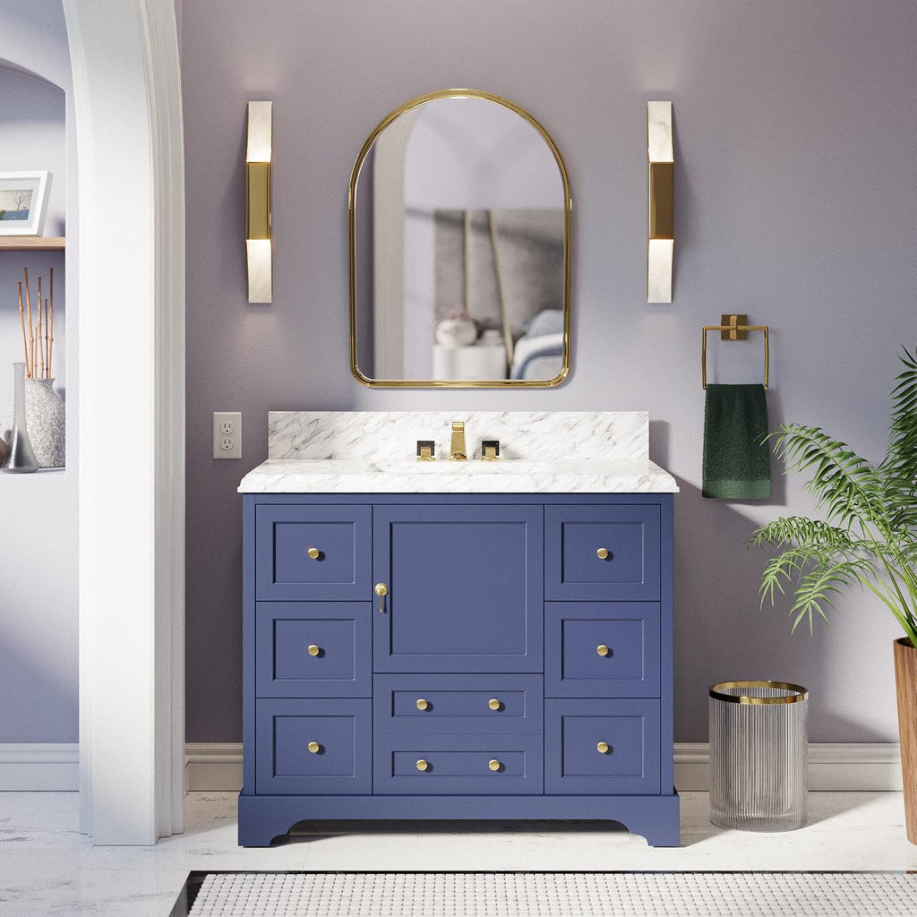 Kitchen Bath Collection Madison 42-inch Bathroom Vanity (Carrara/Royal Blue): Includes Royal Blue Cabinet with Authentic Italian Carrara Marble Countertop and White Ceramic Sink