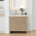 Cerrito 36' Wood Vanity in Nature Oak Engineered Stone Top no Mirror