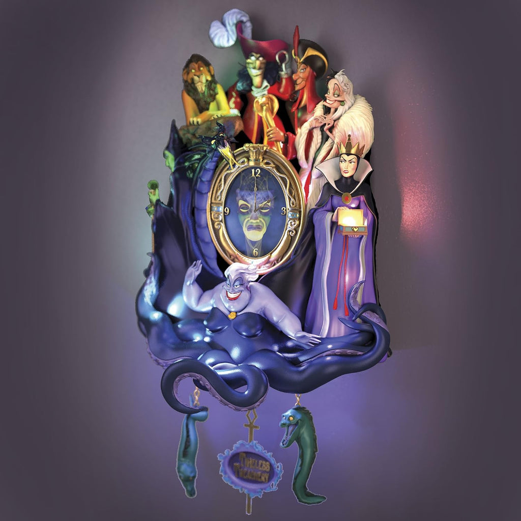 The Bradford Exchange Disney Villains Timeless Treachery Musical Cuckoo Clock, LED Illuminated, Limited Edition