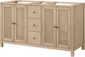 Alaterre Furniture Lucca Bathroom Vanity - Freestanding Cabinet Without Sink - 60 Inch Wood Bathroom Vanity with Soft-Close Doors and Three Drawers - for Double Sink Cabinet (Natural)