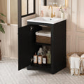 20-inch Bathroom Vanity with Sink Combo, Free-Standing Single Bathroom Storage Cabinet with Soft Close Door & Adjustable Shelf, Wooden Vanity Set with Ceramic Basin for Bathroom (Black)