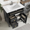 Harper & Bright Designs 30' Bathroom Vanity with Sink, Free Standing Vanity Set with Tip-Out Drawer, 2 Drawers, and Adjustable Shelf, Wood Bathroom Cabinet with Ceramic Basin for Bathroom, Black