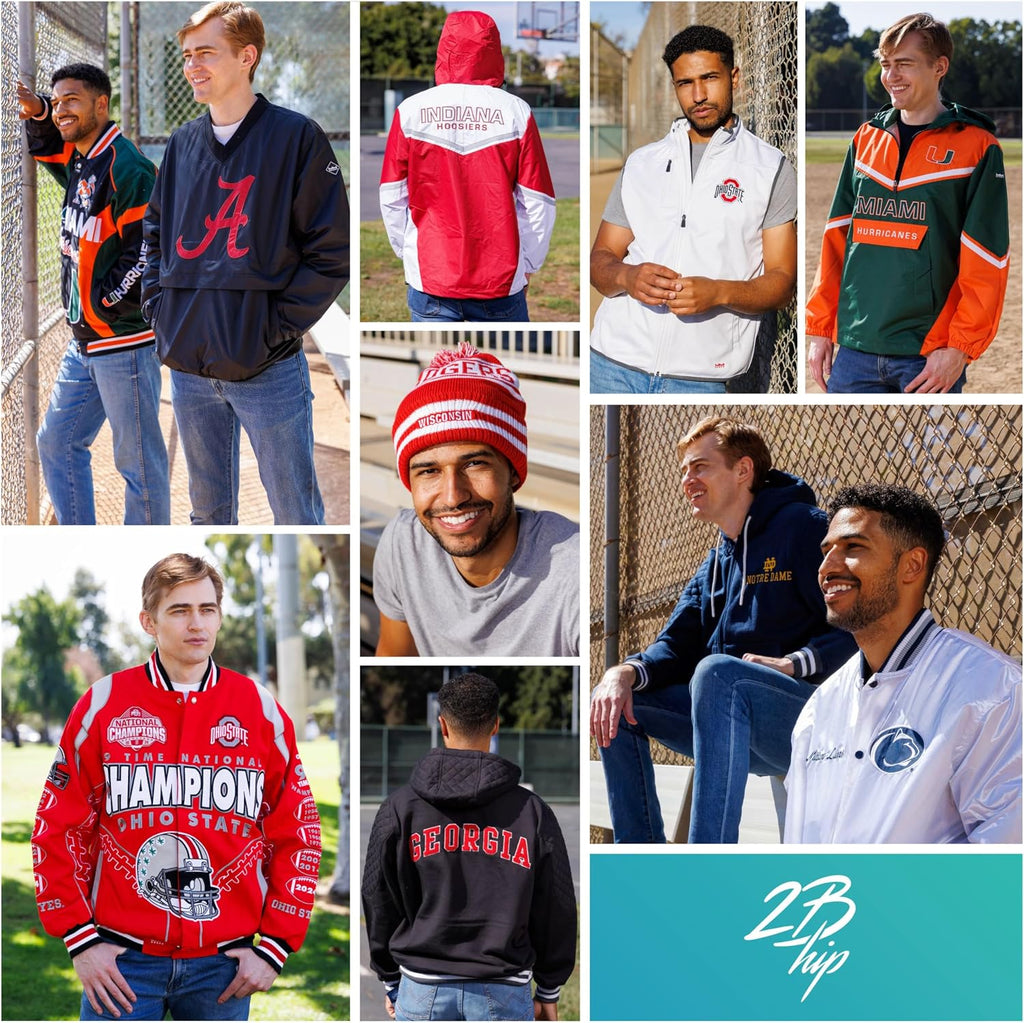 2Bhip NCAA Indiana Hoosiers Jacket - Men's Navy Lightweight Vintage Style Satin Bomber Varsity Jackets
