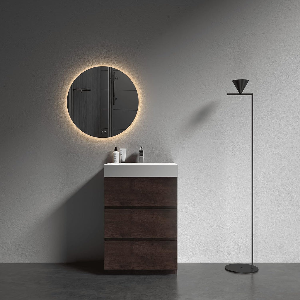 Alice 24 Inch Bathroom Vanity with Sink with Overflow, Large Storage Small Bathroom Vanity for Modern, One-Piece Sink Basin Minimalist Bathroom Sink Cabinet