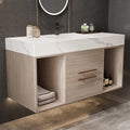 40' Bathroom Vanity with Sink Set, Modern Oak Wall Mounted Bathroom Vanity Cabinet with Sintered Stone Top&Gold Handle 2 Drawers&2 Open Storage, Single Sink Floating Bathroom Vanity