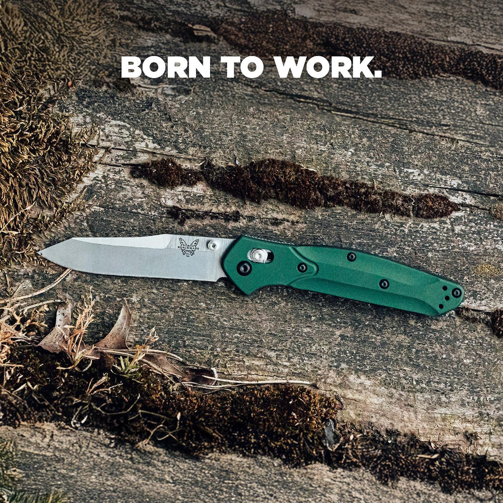 Benchmade - Osborne, Every Day, Outdoor, Folding Knife, Reverse Tanto Blade with Green 6061-T6 Aluminum Handle (940)