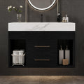 30' Bathroom Vanity with Sink Set, Modern Black Wall Mounted Bathroom Vanity Cabinet with Sintered Stone Top&Gold Handle 2 Drawers&2 Open Storage, Single Sink Floating Bathroom Vanity