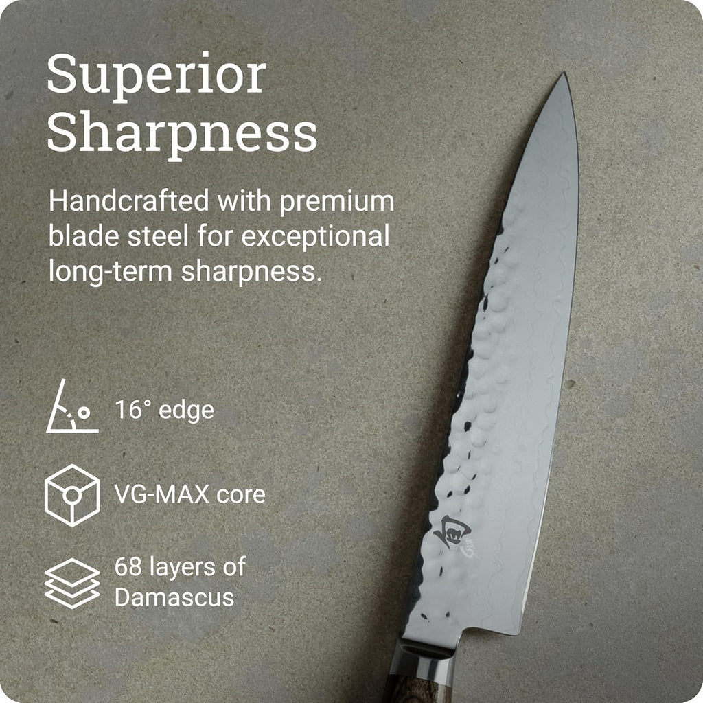 Shun Premier 6.5' Utility Knife, Handcrafted Japanese Knife, VG-MAX Core with Damascus Stainless Steel Cladding, Pakkawood Handle, Precision and Sharpness for Professional and Home Chefs