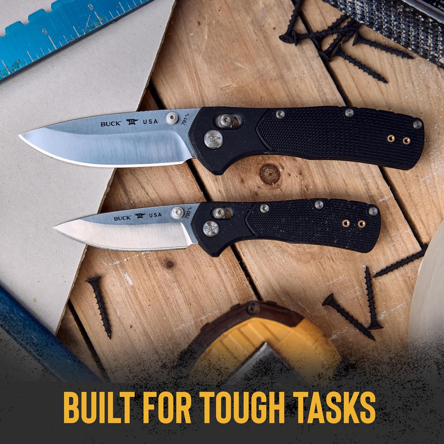 Buck Knives 790 Mini Range Pro Folding Pocket Knife, EDC Knife, 2-5/8' Drop Point Blade, 154CM Stainless Steel, Lightweight Glass-Filled Nylon Handle, Made in the USA, Black, 1.9 oz