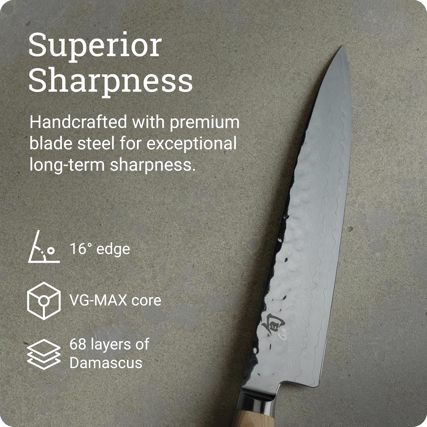 Shun Premier Blonde 6.5' Utility Knife, Handcrafted Japanese Knife, VG-MAX Core with Damascus Stainless Steel Cladding, Pakkawood Handle, Precision and Sharpness for Professional and Home Chefs