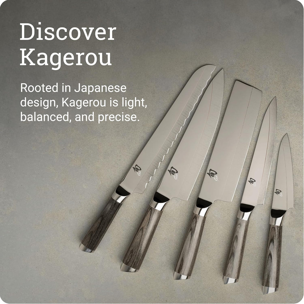 Shun Cutlery Kagerou Bread Knife 9 Inch, Long Sharp Serrations Glide Through Bread, Ideal for Cakes and Pastries, Authentic, Handcrafted, Japanese Serrated Kitchen Knife