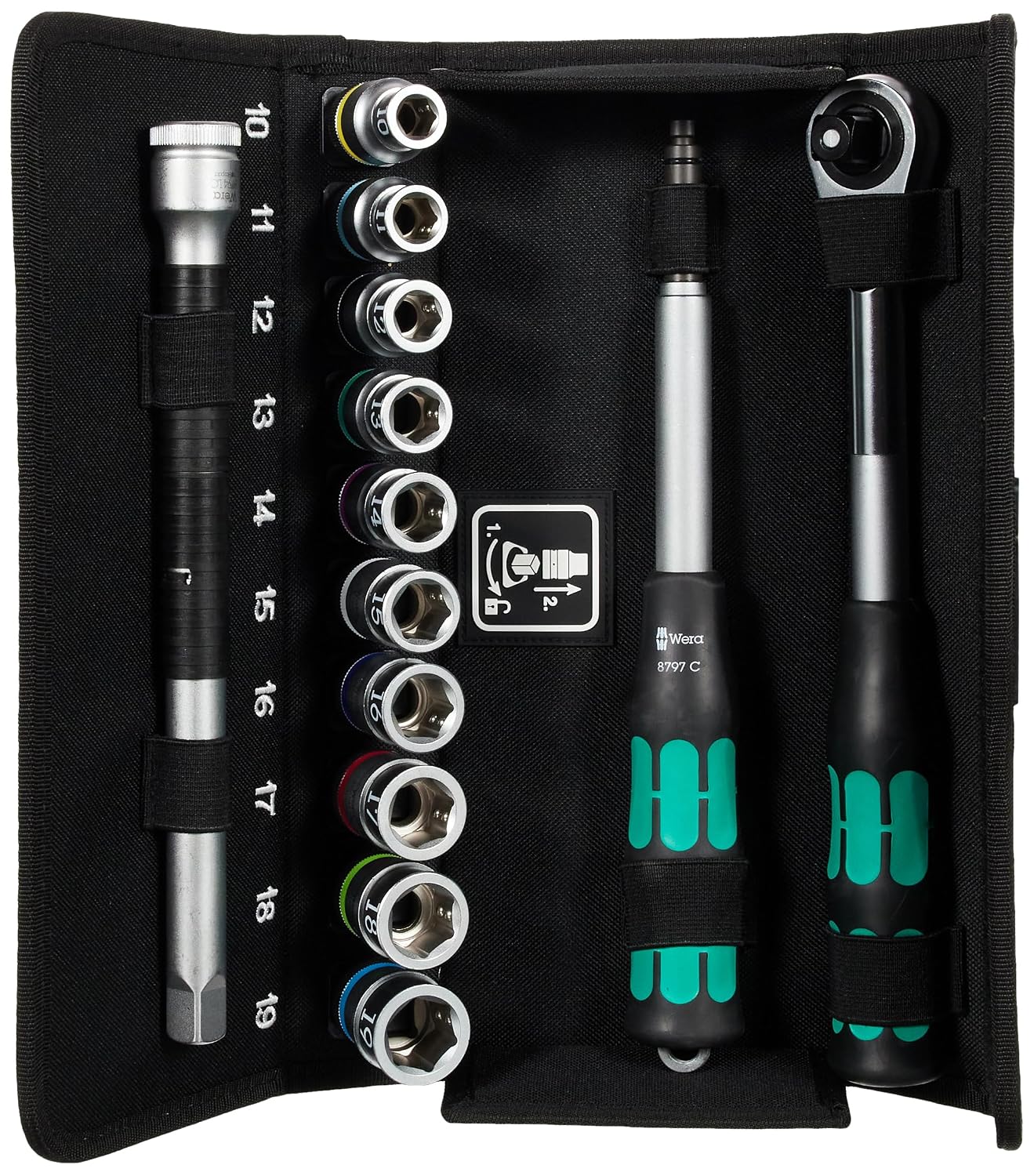 WERA 05004090001 8006 SC 1 Zyklop Hybrid Ratchet Set, 1/2' Drive, Metric, 13 Pieces