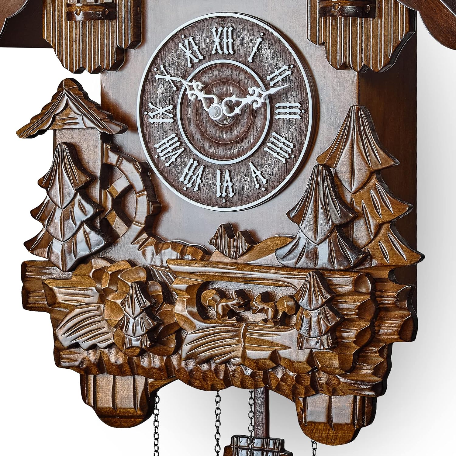 TIMEGEAR Cuckoo Clock with Quartz Movement and Automatic Night Mode (Cherry)