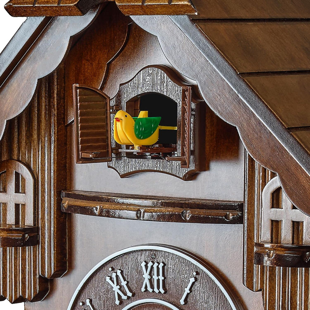 TIMEGEAR Cuckoo Clock with Quartz Movement and Automatic Night Mode (Cherry)