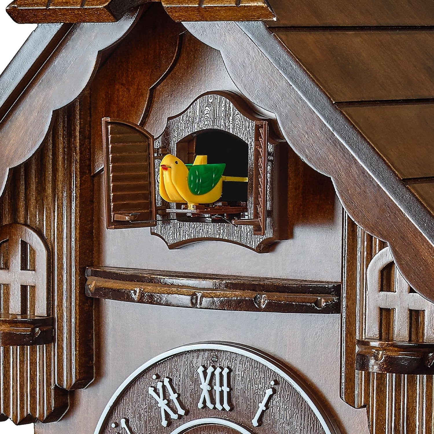 TIMEGEAR Cuckoo Clock with Quartz Movement and Automatic Night Mode (Cherry)