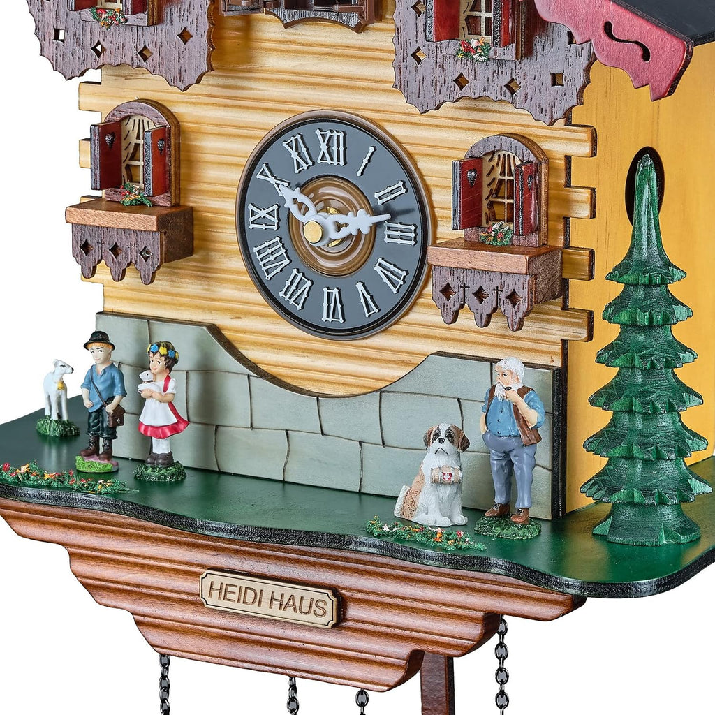 TIMEGEAR Cuckoo Wall Clock with Quartz Movement and Night Mode in Traditional German Style