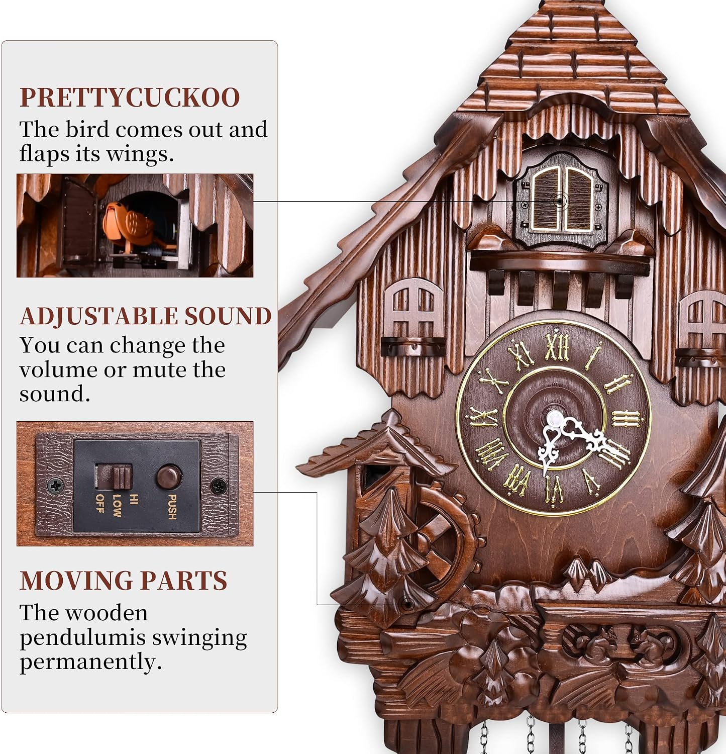 Kendal Cuckoo Clock Vintage Wall Clock Handcrafted Wood Cuckoo Clock Black Forest House Home Decor MX207C