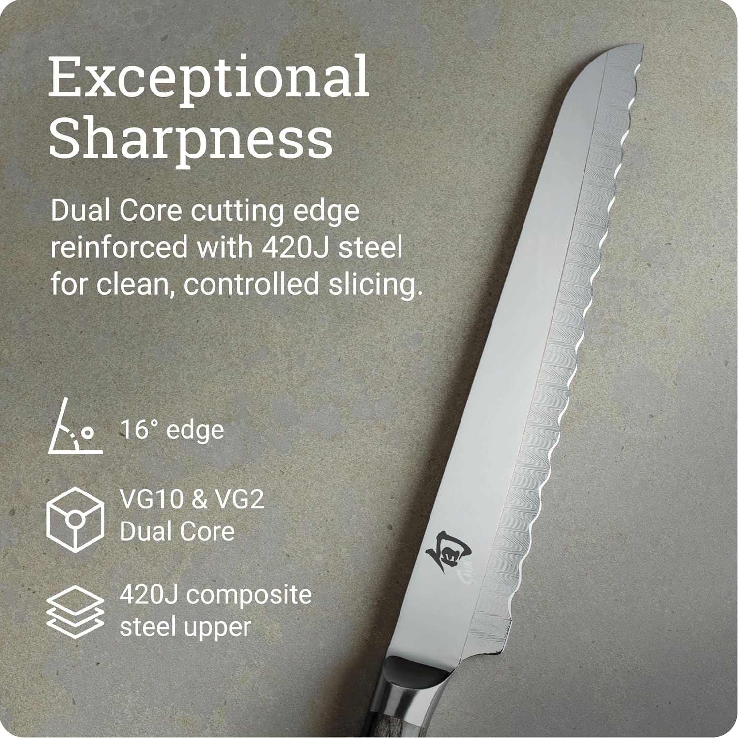 Shun Cutlery Kagerou Bread Knife 9 Inch, Long Sharp Serrations Glide Through Bread, Ideal for Cakes and Pastries, Authentic, Handcrafted, Japanese Serrated Kitchen Knife