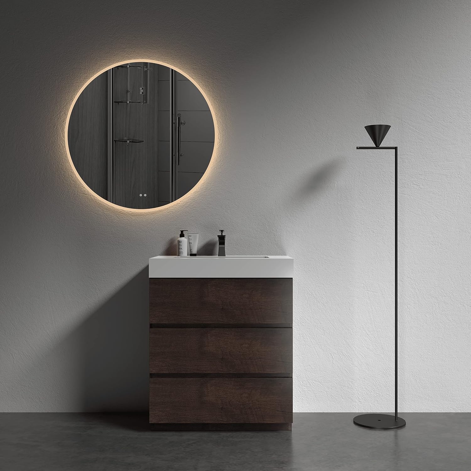 Alice 30 Inch Bathroom Vanity with Sink with Overflow, Large Storage Small Vanity for Modern Bathroom, One-Piece Sink Basin Minimalist Bathroom Sink Cabinet
